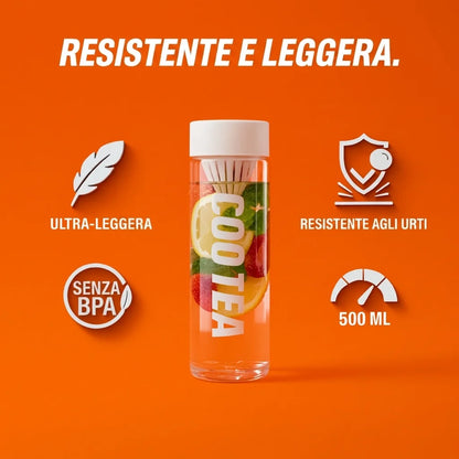 Bottiglia portatile con filtro anti-residui integrato