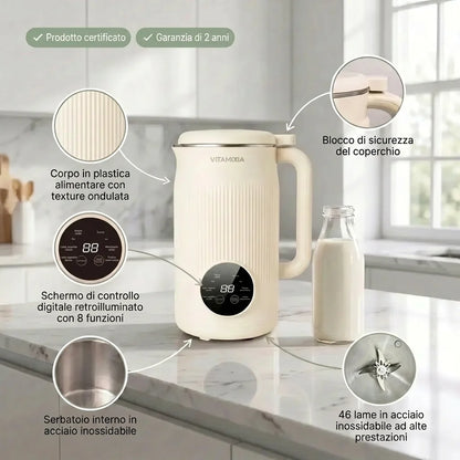 VitaMixia - Multifunzione 8 in 1 per Preparare Bevande Vegetali, Succhi e Molto Altro.