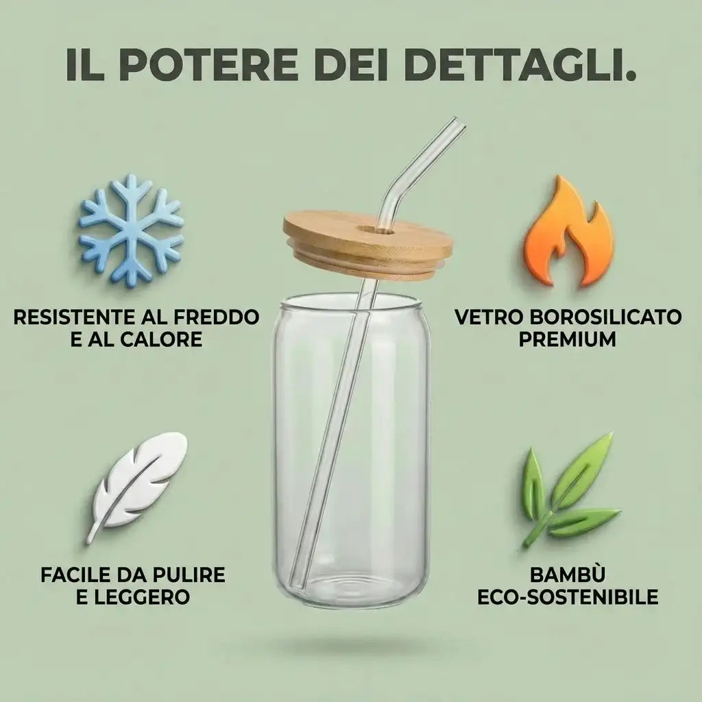 Set di bicchieri di alta gamma in vetro e bambù
