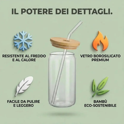 Set di bicchieri di alta gamma in vetro e bambù